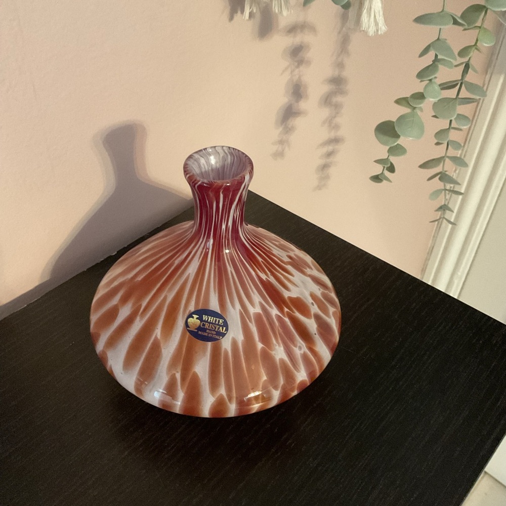 White Cristal Art Glass Vase, made in Italy, collectible,chic,cool,unique